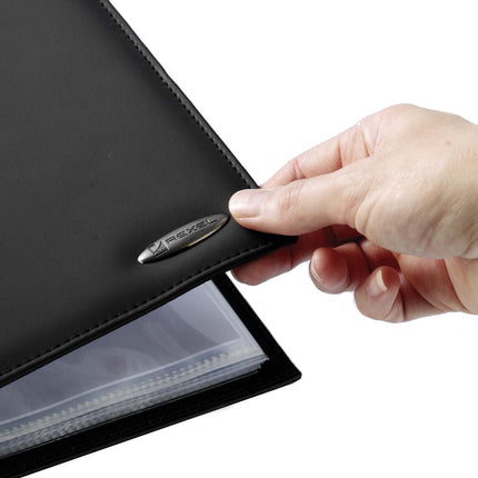 Leather soft touch display book 36 transperent pockets