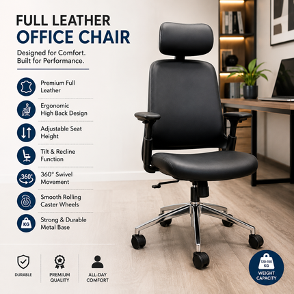 Office chair with full leather wheels