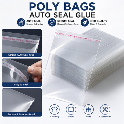 Poly bags auto seal glue 25x35 CM