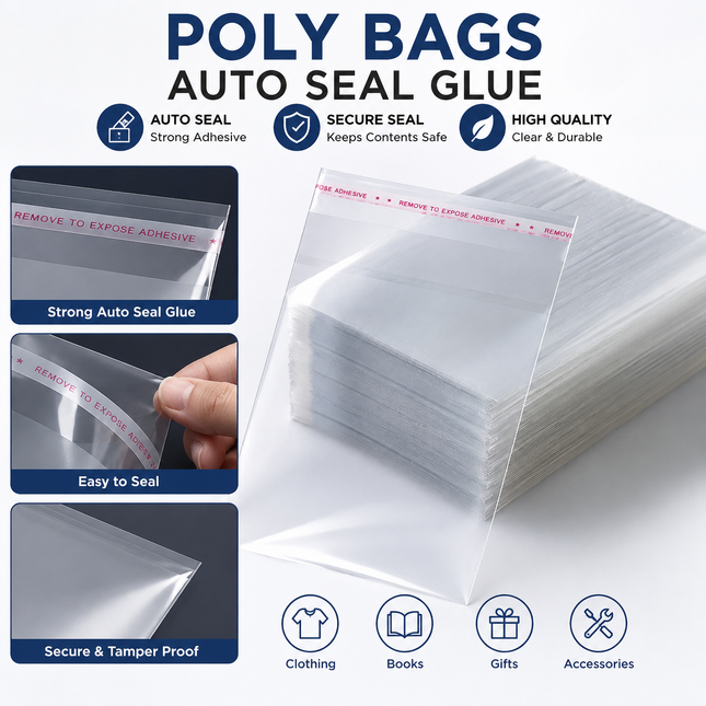 Poly bags auto seal glue 25x35 CM